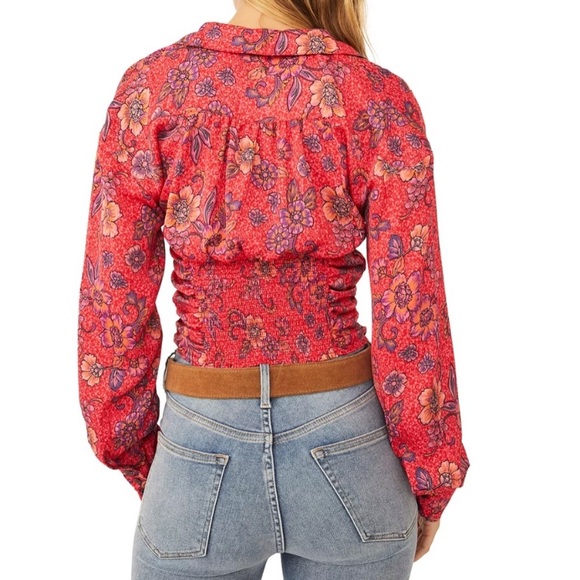 NWT Free People I Got You Crop Top Long Sleeve Boho Floral Size Large - Picture 2 of 14